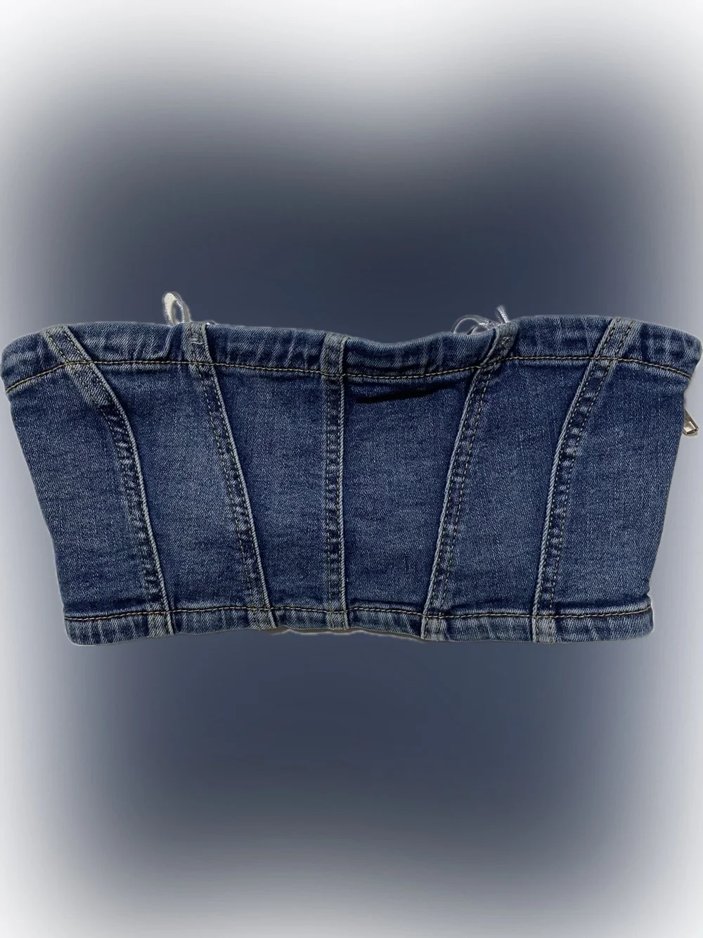 Denim Corset Crop Top - Blue